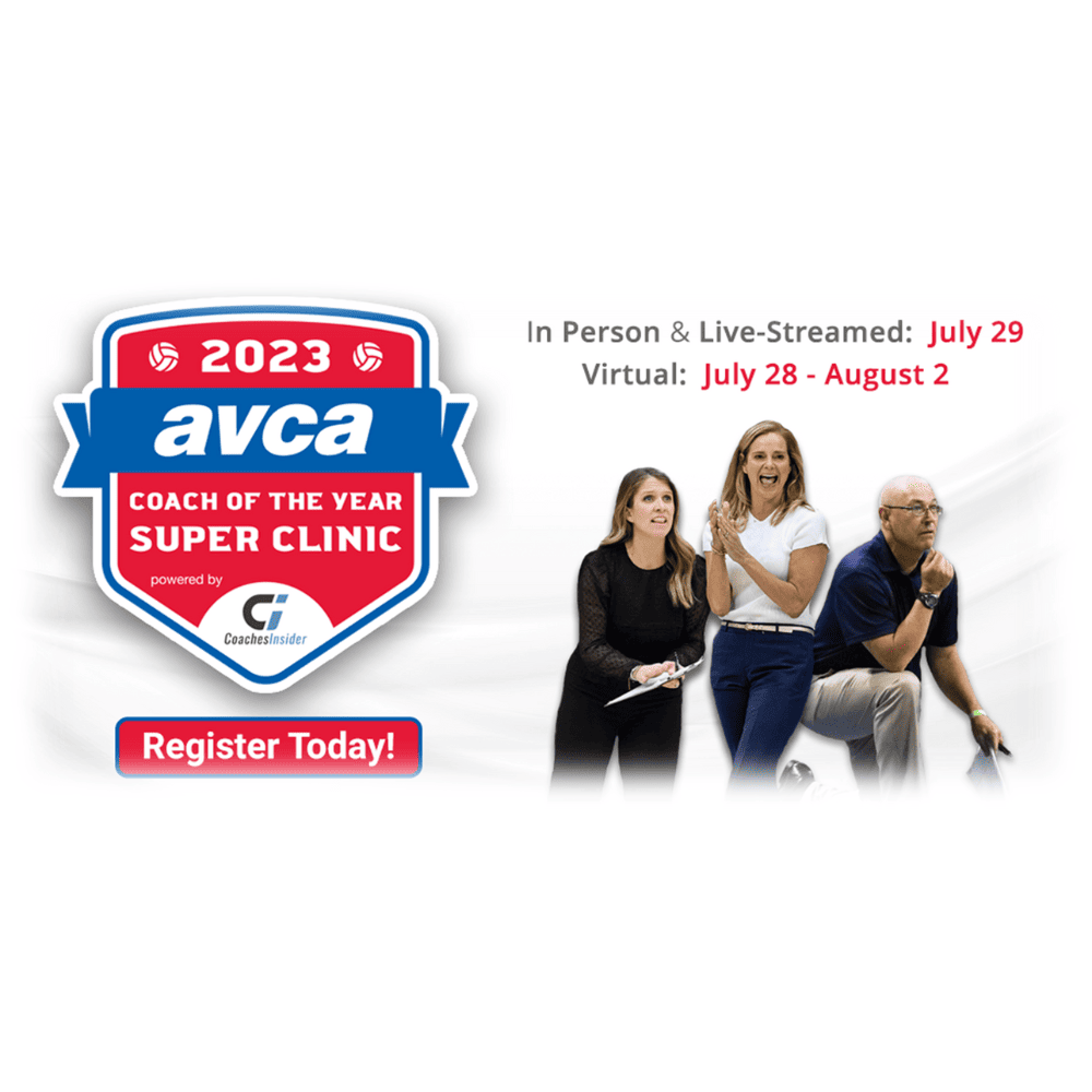 2023 AVCA Coach of the Year Super Clinic promo graphic