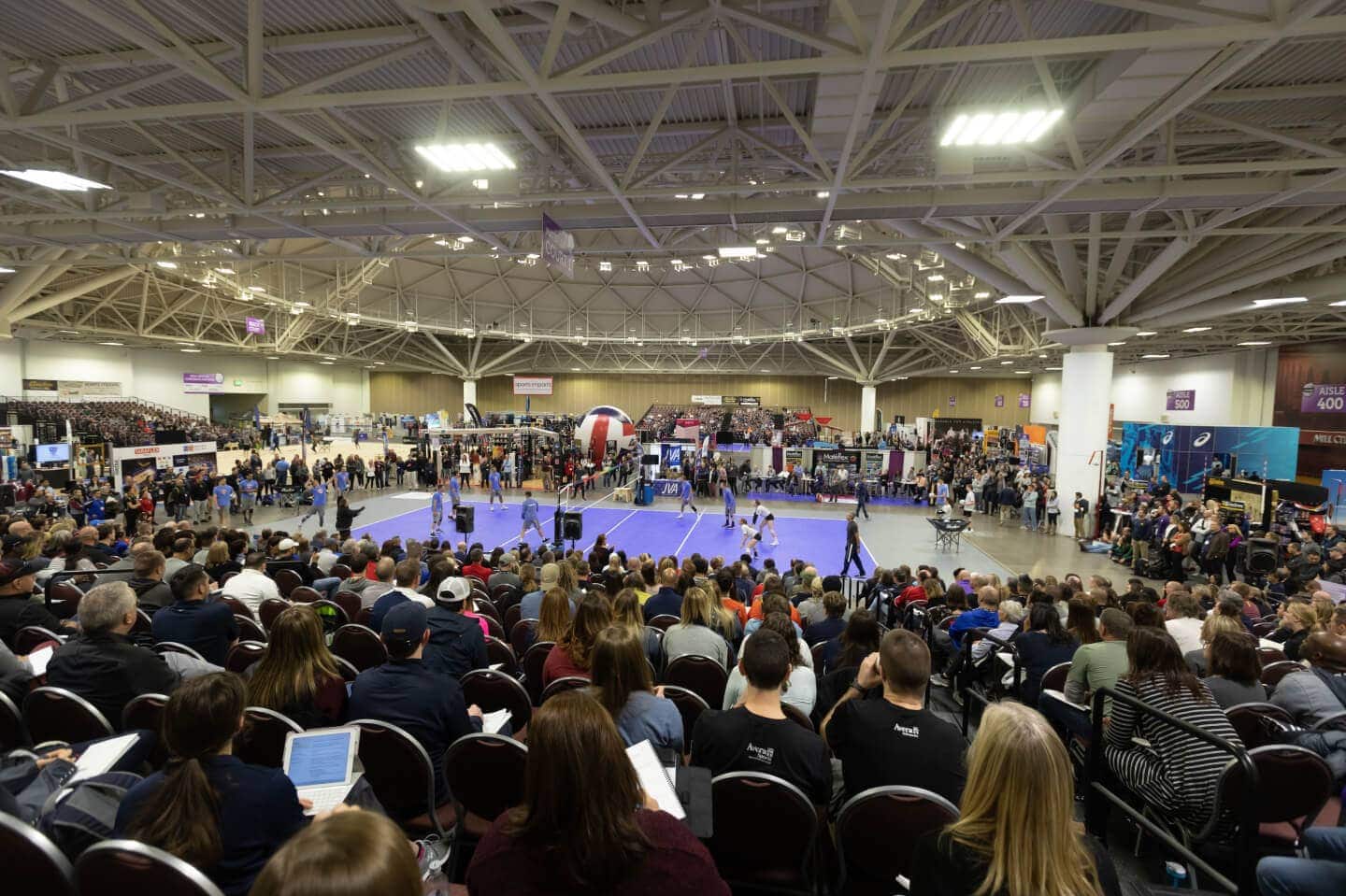 On-Court session at the AVCA Convention featuring a full set of bleachers