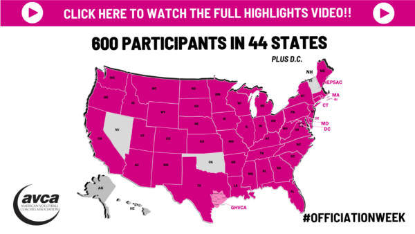 2023 AVCA Girls and Women's Volleyball Officials Appreciation Week Participants Map