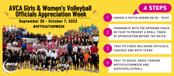 2023 AVCA Girls and Women's Volleyball Officials Appreciation Week