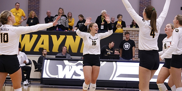 WAYNE STATE VOLLEYBALL.  PHOTO BY BOB BERRY
