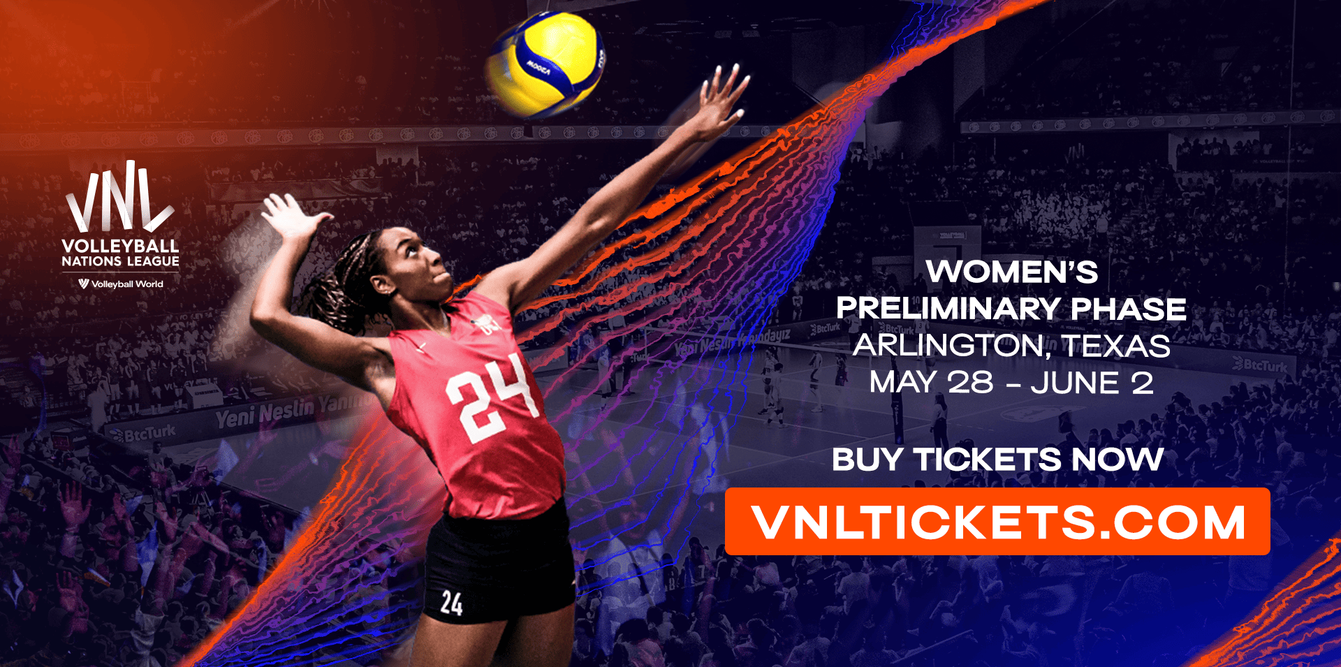 Discounted Tickets to 2024 Women’s VNL in Texas Now Available