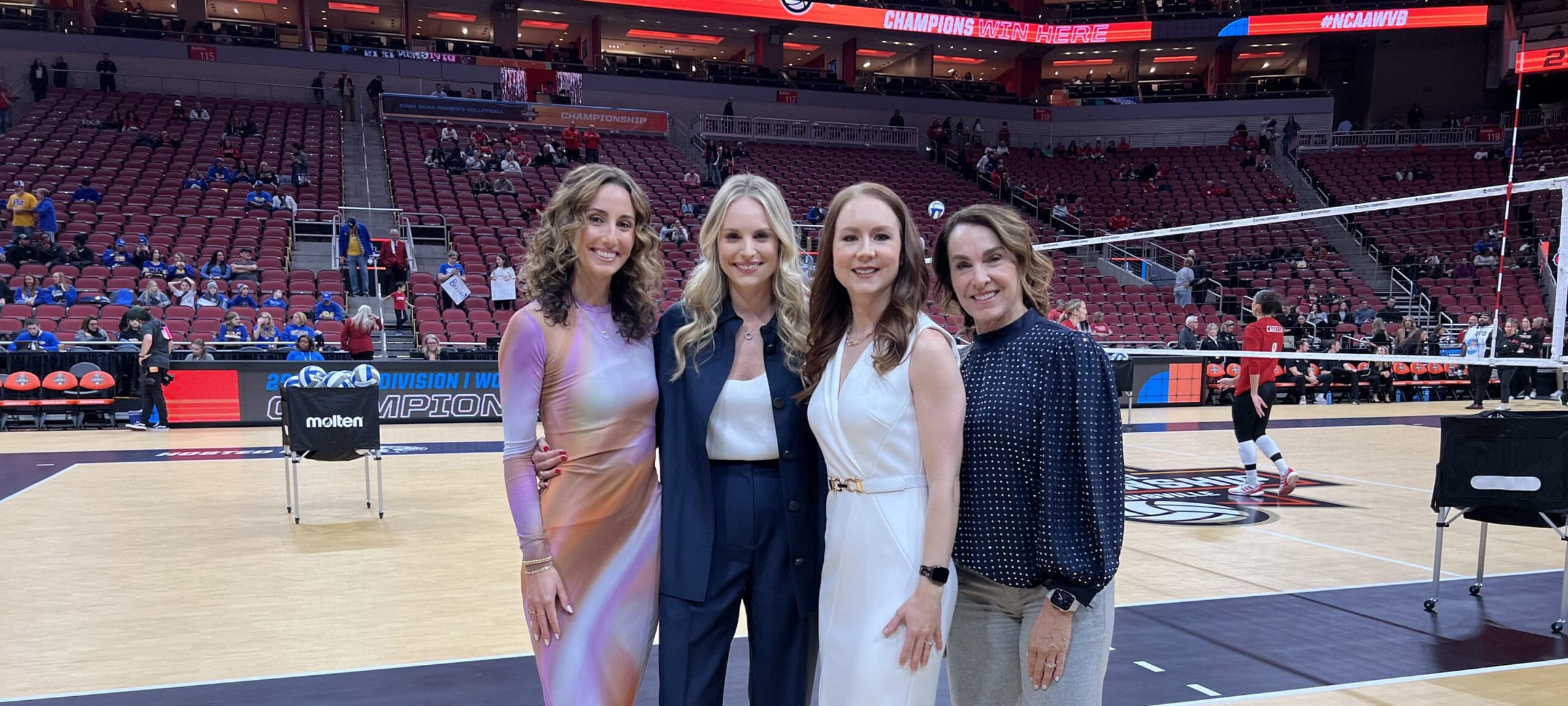 ESPN broadcast team that called the 2024 NCAA Division I Women's Volleyball Championship in Louisville, Kentucky.
