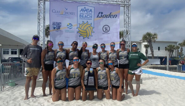 Webber beat Mobile to win the title in the NAIA division at the 2025 AVCA Small College Beach Championships in Gulf Shores, AL.