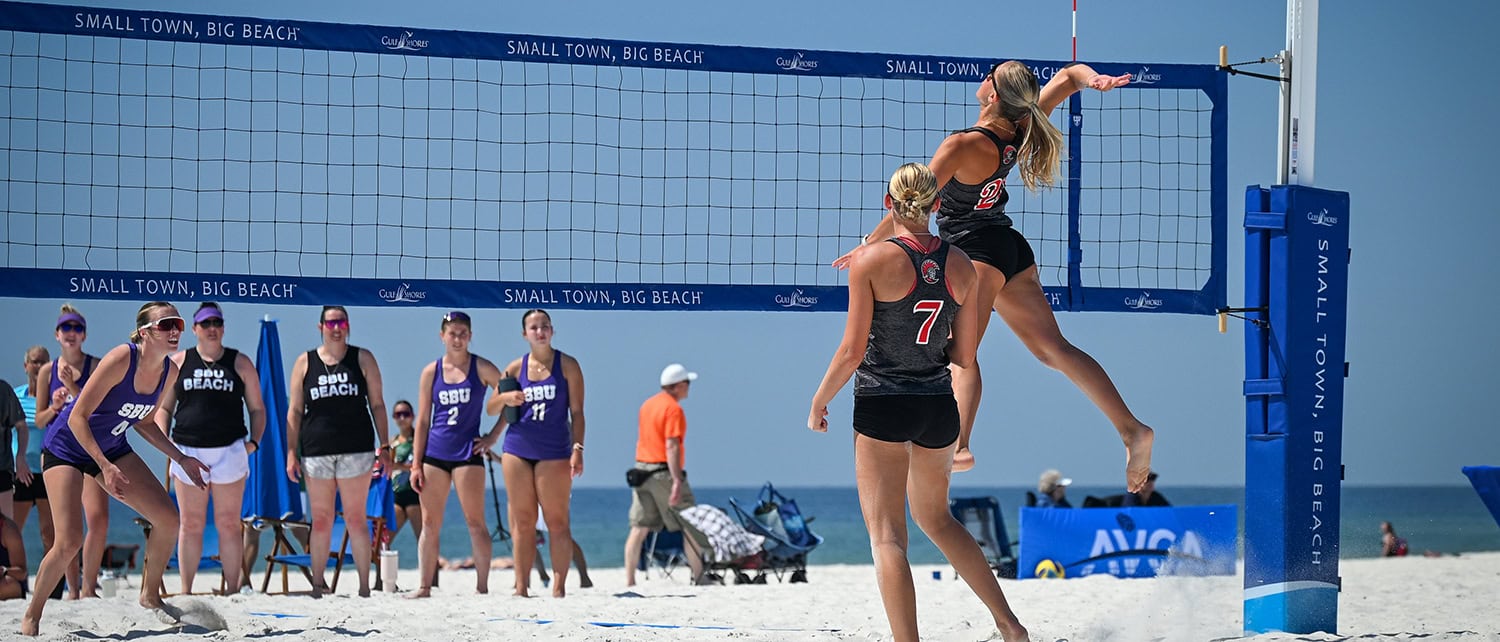 The 2025 AVCA Small College Beach Championships took place in Gulf Shores, AL.