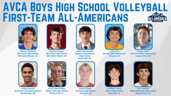 The 2025 AVCA Boys High School Volleyball First-Team All-Americans.