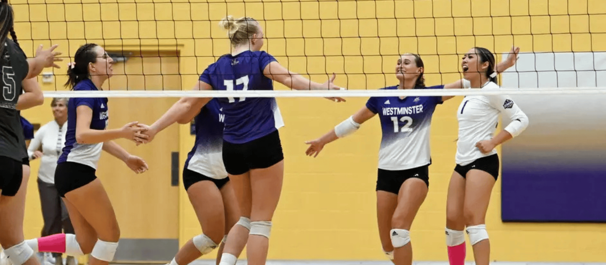 Westminster volleyball players