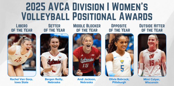 2025 AVCA Division I Women's Volleyball Positional Awards graphic