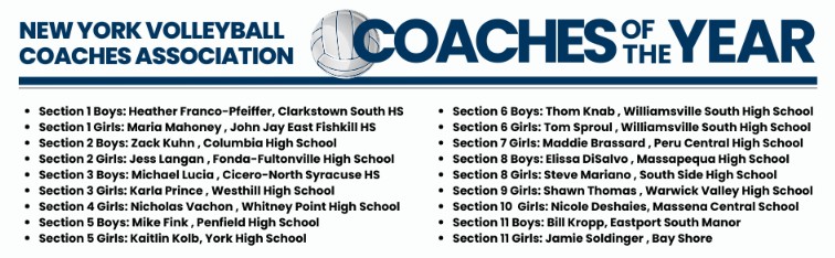 2026 NYVCA Coaches of the Year honorees