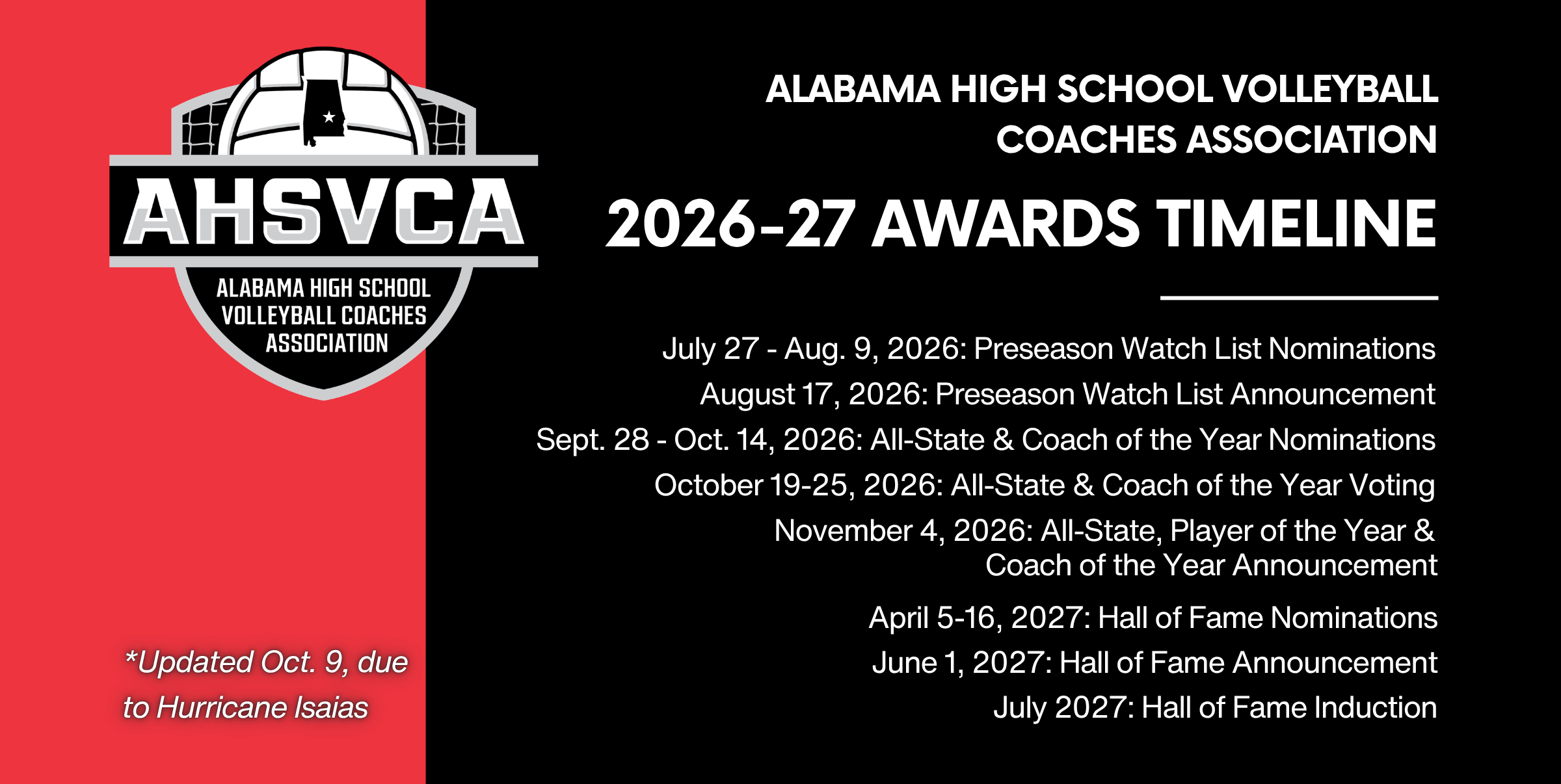 2026-27 AHSVCA Awards Timeline, use 10-9 to 6-30 (2400x1206px)