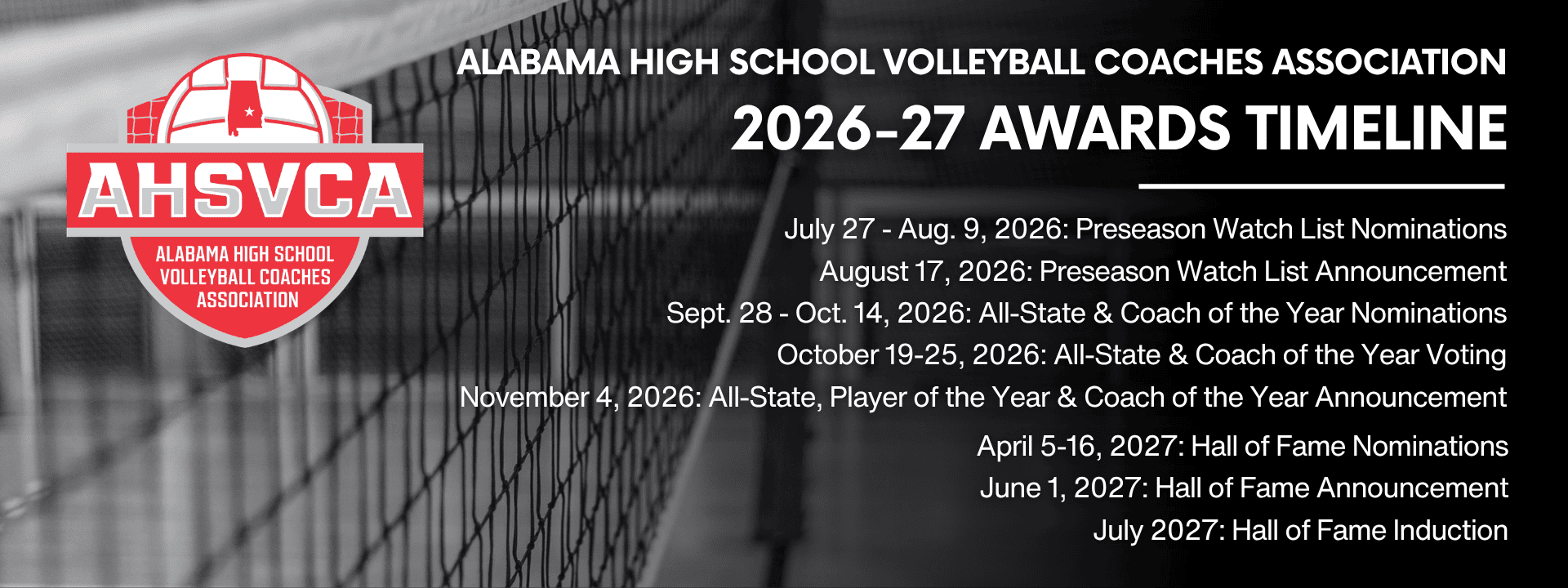2026-27 AHSVCA Awards Timeline