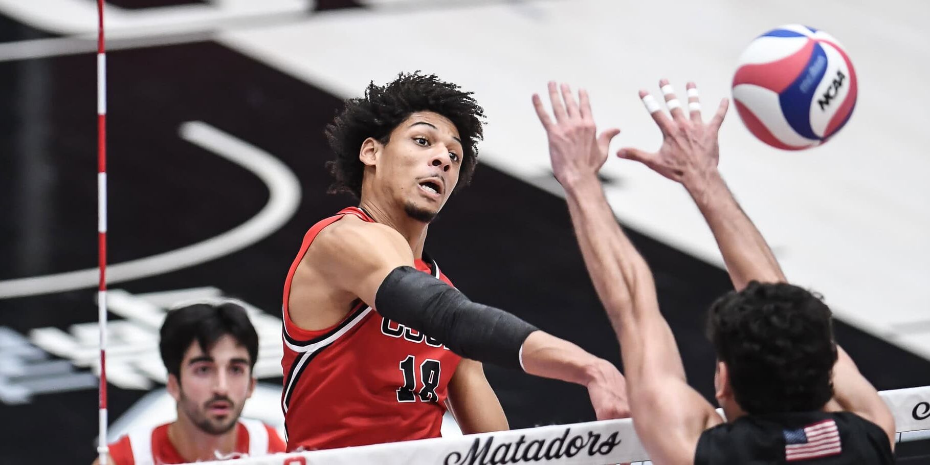 Jalen Phillips of CSUN is the AVCA National Collegiate Men's Volleyball Player of the Week for the week of Jan. 13-19, 2025.