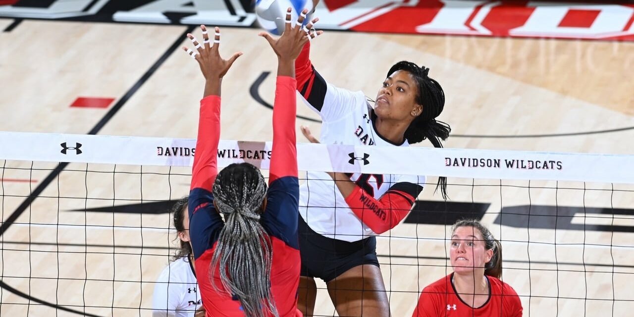 Davidson takes on Duquesne in A10 women’s volleyball action at Belk Arena on Friday, September 23, 2022 in Davidson, North Carolina.